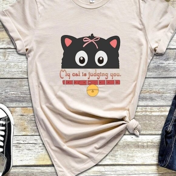 My Cat Is Judging You T-Shirt, Cat Mom Halloween Tee, Cat Lovers Shirt - Picture 1 of 3